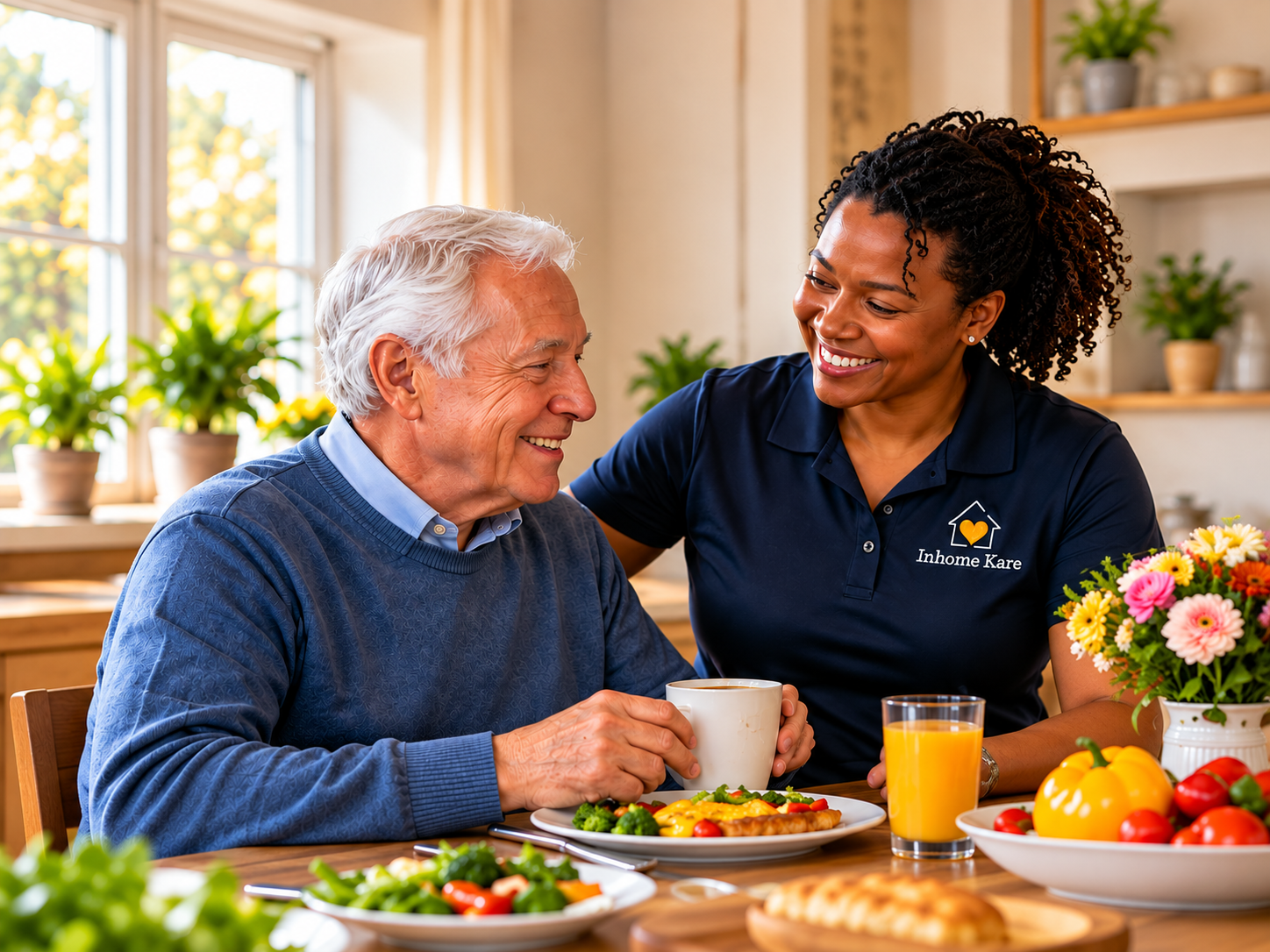 senior meal preparation caregiver image